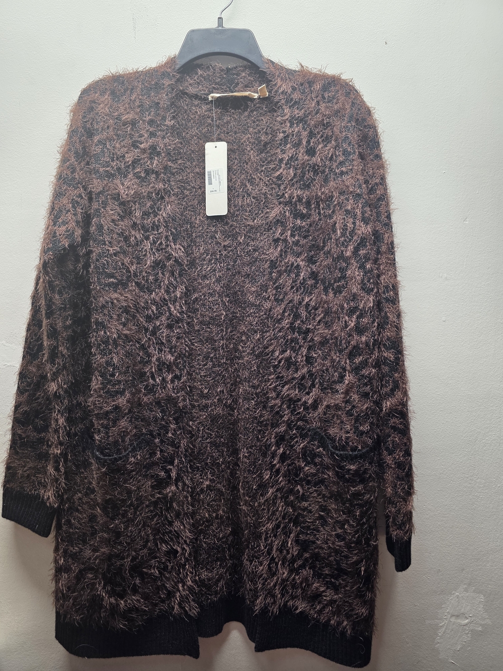 Soft Surroundings Brown Fuzzy Open-Front Cardigan